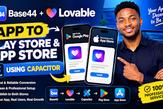 convert, publish lovable app base44 app to play store, app store using capacitor