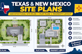 do architectural site plan, plot plan and property layout for new mexico, texas