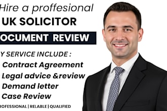 be your UK solicitor for contract agreement, documents review and demand letter