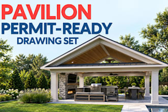 do pavilion, gazebo, pergola, pool house permit drawing set