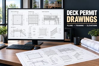 draw deck permit plans, deck blueprints and framing drawings