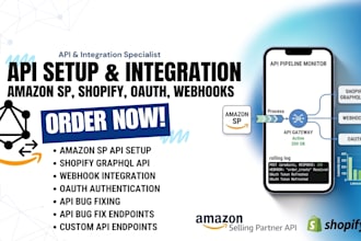 setup amazon sp API shopify graphql API, webhook, oauth integration, API bug fix