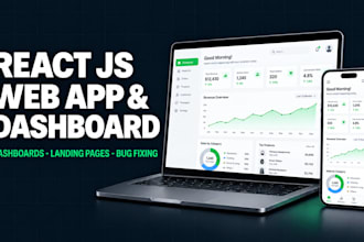 build a responsive react js web app dashboard or landing page
