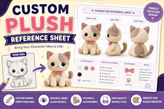 design a custom plush reference sheet for your character