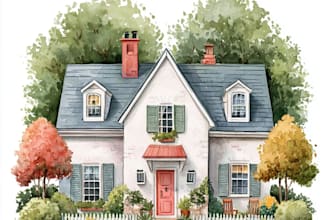 create digital watercolor home portrait illustration for you