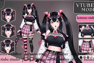 design, rig, furry kemono anime vtuber model for live2d, vtube studio