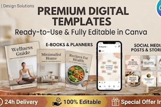 design custom editable canva templates for instagram and ebooks