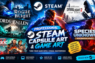 design steam capsule art, steam capsule, game art and game banner