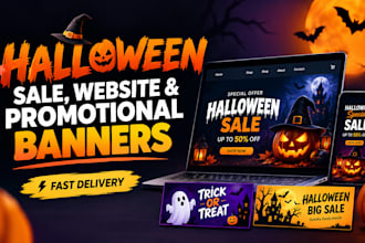 design halloween high converting sale banners for websites and ads