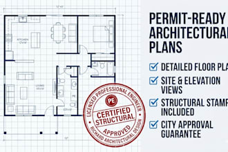 draw architectural permit plans and provide engineer stamp for city approval