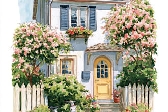 custom digital watercolor house, home portrait illustrations