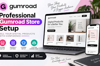 setup gumroad store, gumroad automation, upload products listing, courses set up