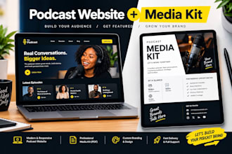 design a custom squarespace podcast website and media kit