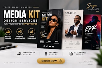design modern influencer media kit, speaker media kit, electronic press kit