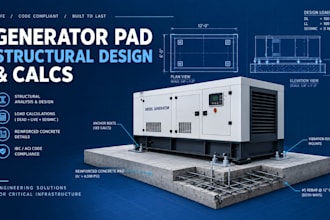 design concrete generator pad structural calculations and cad drawings
