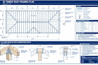 draft roof framing plans, lvl beam details, and structural cad drawings