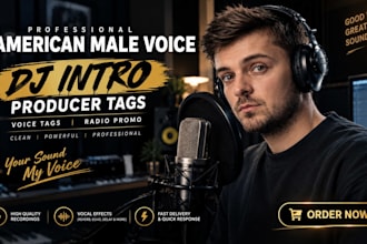 record a professional american male dj drop, producer tag voice tag  radio promo