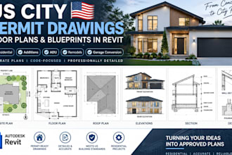 create US city permit drawings, floor plans and blueprints in revit