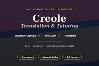 translate english, haitian creole, spanish and french