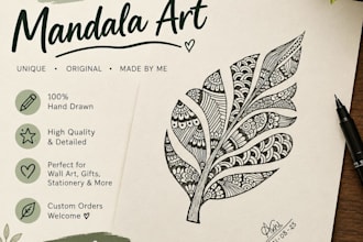 draw a beautiful handmade mandala art for you