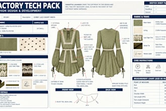 create fashion apparel tech pack, clothing tech pack and technical flat sketch