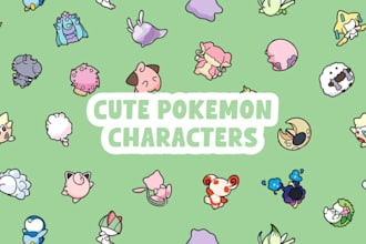 draw cute pokemon, fakemon fan arts, custom pokemon style trainer, pokemon card