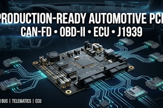 design production ready automotive pcb, obd ii telematics, can fd, ecu and j1939