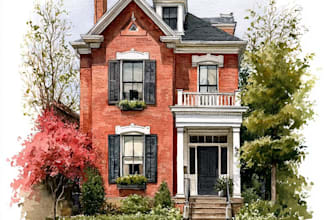 paint custom watercolor house illustration and home portrait