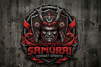 design a samurai helmet logo for sports and brands