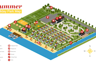 design custom wayfinding map, event map, fairground map and venue map