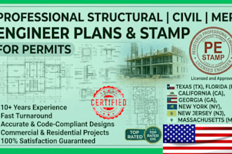 structural civil mep engineer plan stamp for texas fl ga ny nj ca ma permits
