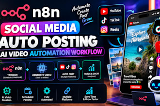 n8n social media auto posting ai video automation workflow youtube tiktok reels