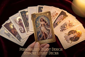 create a complete custom tarot deck with cards, artwork and packaging