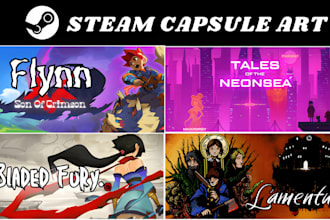 design steam capsule art, steam capsule banner, steam capsule and cover art