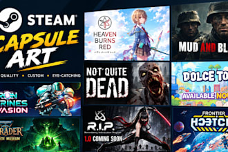 design steam capsule art, steam capsule banner, steam capsule and cover art