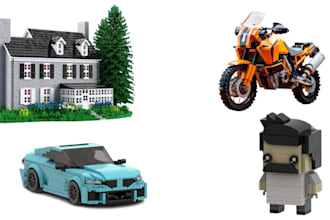 design custom 3d lego moc model car house bike with xmlpartlist and instructions