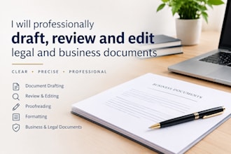 professionally draft, review and edit legal and business documents