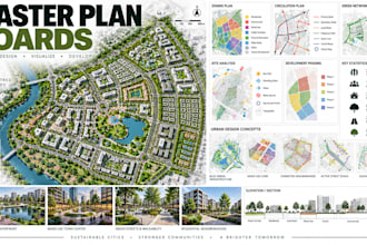 design master plan boards urban development presentation layouts