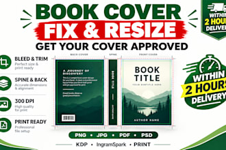 do fix book cover, resize, edit, and format paperback cover for KDP