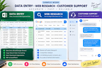 do data entry web research customer support