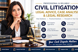 provide civil litigation legal advice,case analysis and legal research
