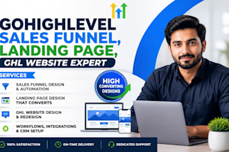 build gohighlevel sales funnel, gohighlevel landing page, ghl website expert