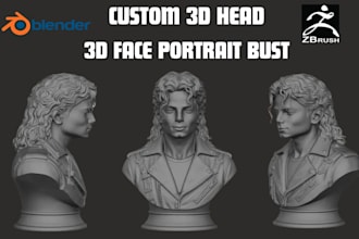 sculpt custom 3d head 3d bust 3d face model action figurine 3d potrait 3d sculpt