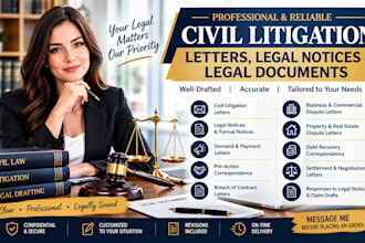 draft civil litigation letters, legal notices and legal documents