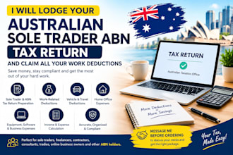 lodge your australian sole trader abn tax return and claim work deductions