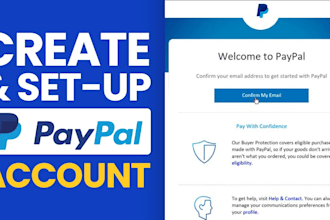 assist with paypal business or personal account creation