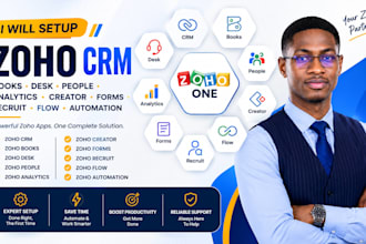 setup zoho crm books desk people analytics creator forms recruit flow automation