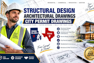 structural design, architectural drawing, city permit in rhode island, texas