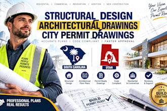 structural design, architectural drawing, city permit in south carolina, utah
