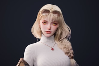 model 3d avatar character for game,3d outfits design,kawaii physics,3d animation